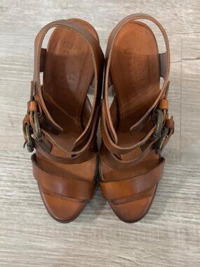 Anthropologie - Silvano Sassetti Brown 3 Strap Leather Heels Size 36 New!
